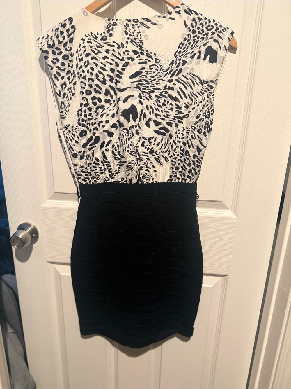 Express Black and White Animal Print Mini Dress